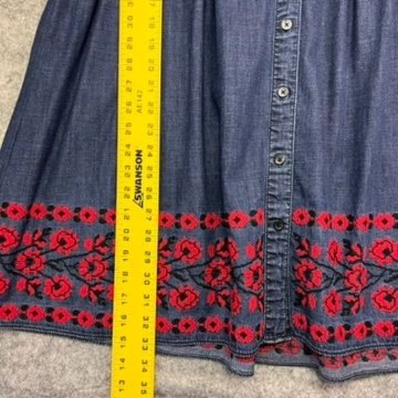 Kate Spade Broome Street Denim Embroidered Floral Shirt Dress - Picture 5 of 11